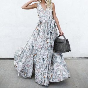 Vici Collection Impassioned Sleeveless Diana Maxi Dress in Marble Print